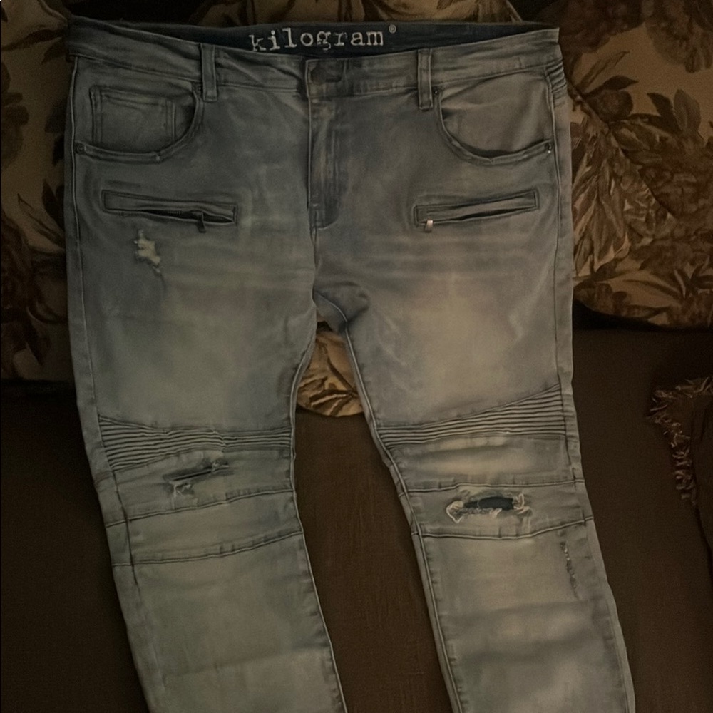 Kilogram Distressed Gray Jeans